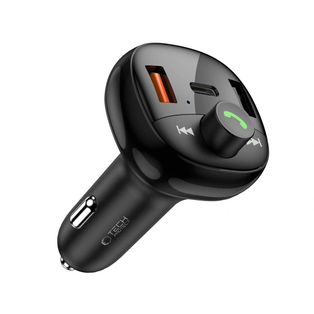 Tech-Protect CC06 3-port Car Charger 2xUSB-A, USB-C PD 72W + Transmiter FM Bluetooth Black - 2