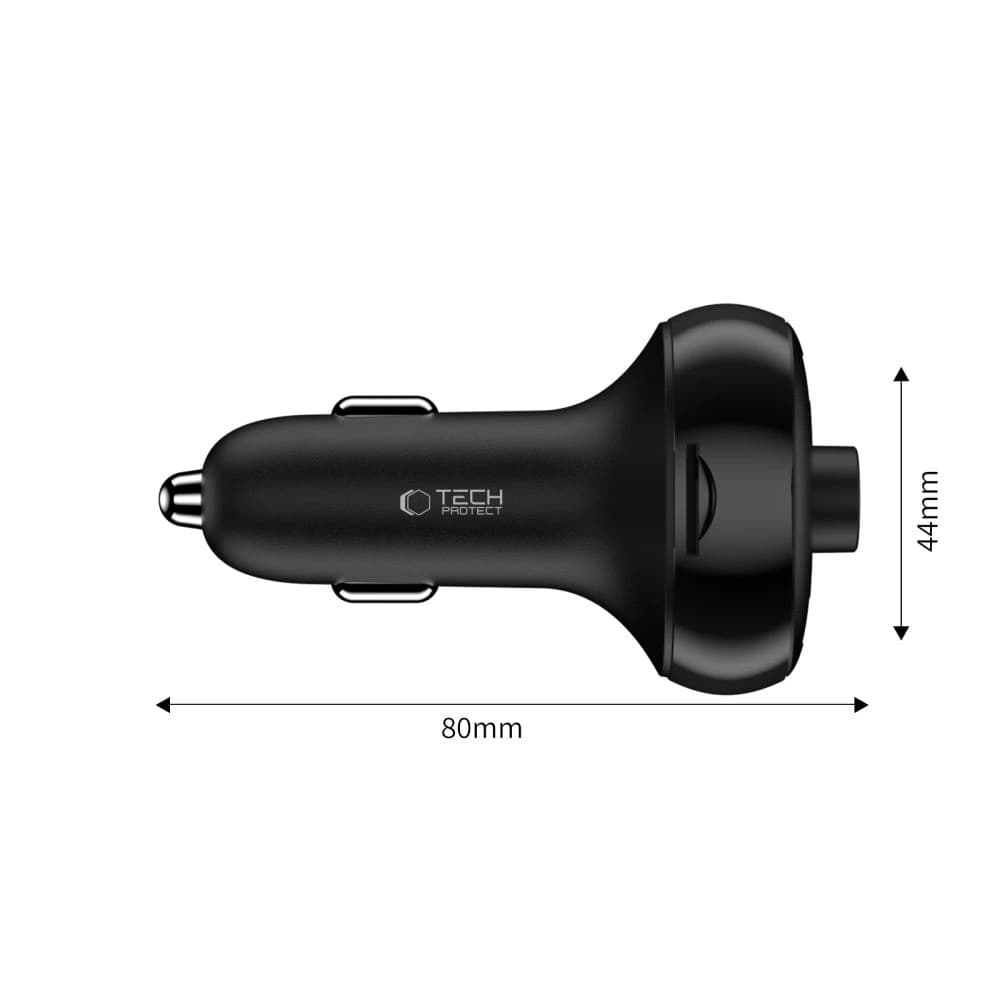 Tech-Protect CC06 3-port Car Charger 2xUSB-A, USB-C PD 72W + Transmiter FM Bluetooth Black - 3