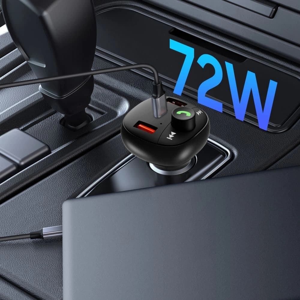 Tech-Protect CC06 3-port Car Charger 2xUSB-A, USB-C PD 72W + Transmiter FM Bluetooth Black - 5