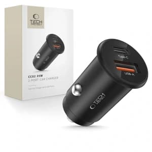 Tech-Protect CC02 2-port Car Charger USB-A, USB-C PD 35W / QC 3.0 Black
