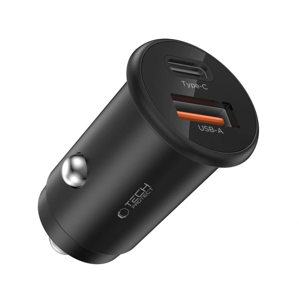 Tech-Protect CC02 2-port Car Charger USB-A, USB-C PD 35W / QC 3.0 Black - 2
