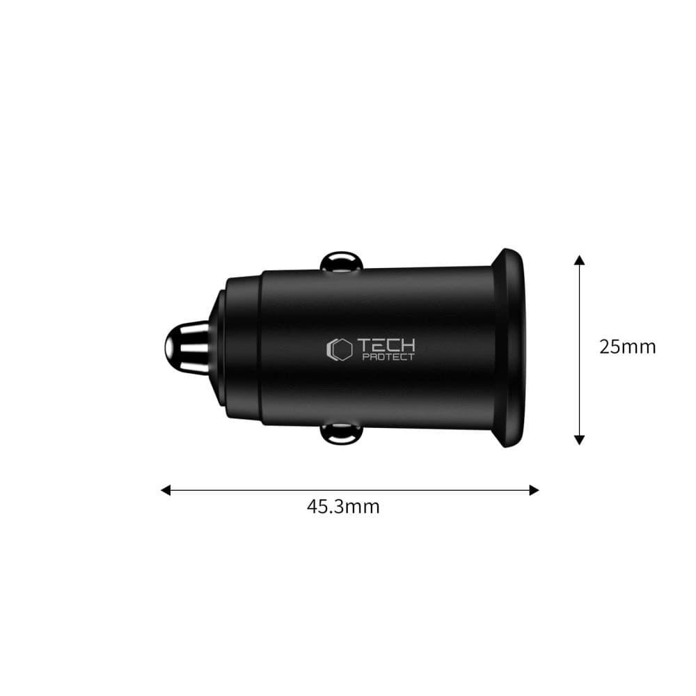 Tech-Protect CC02 2-port Car Charger USB-A, USB-C PD 35W / QC 3.0 Black - 3