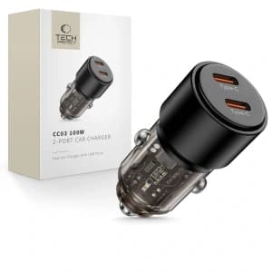 Tech-Protect CC03 2-port 2xUSB-C Car Charger PD 100W Black