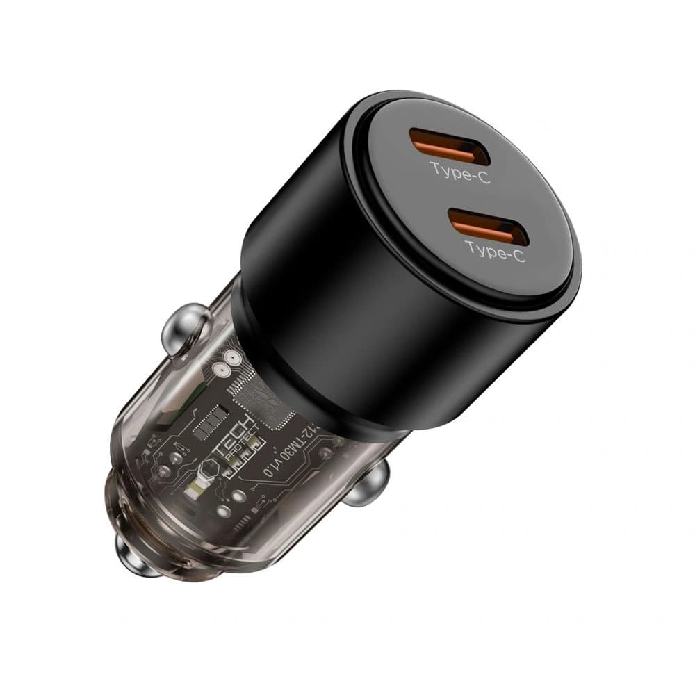 Tech-Protect CC03 2-port 2xUSB-C Car Charger PD 100W Black - 2