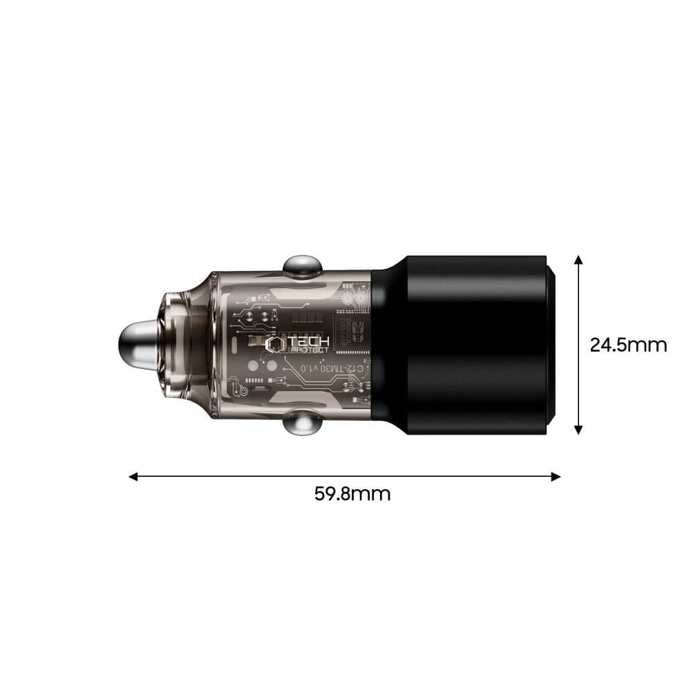 Tech-Protect CC03 2-port 2xUSB-C Car Charger PD 100W Black - 3