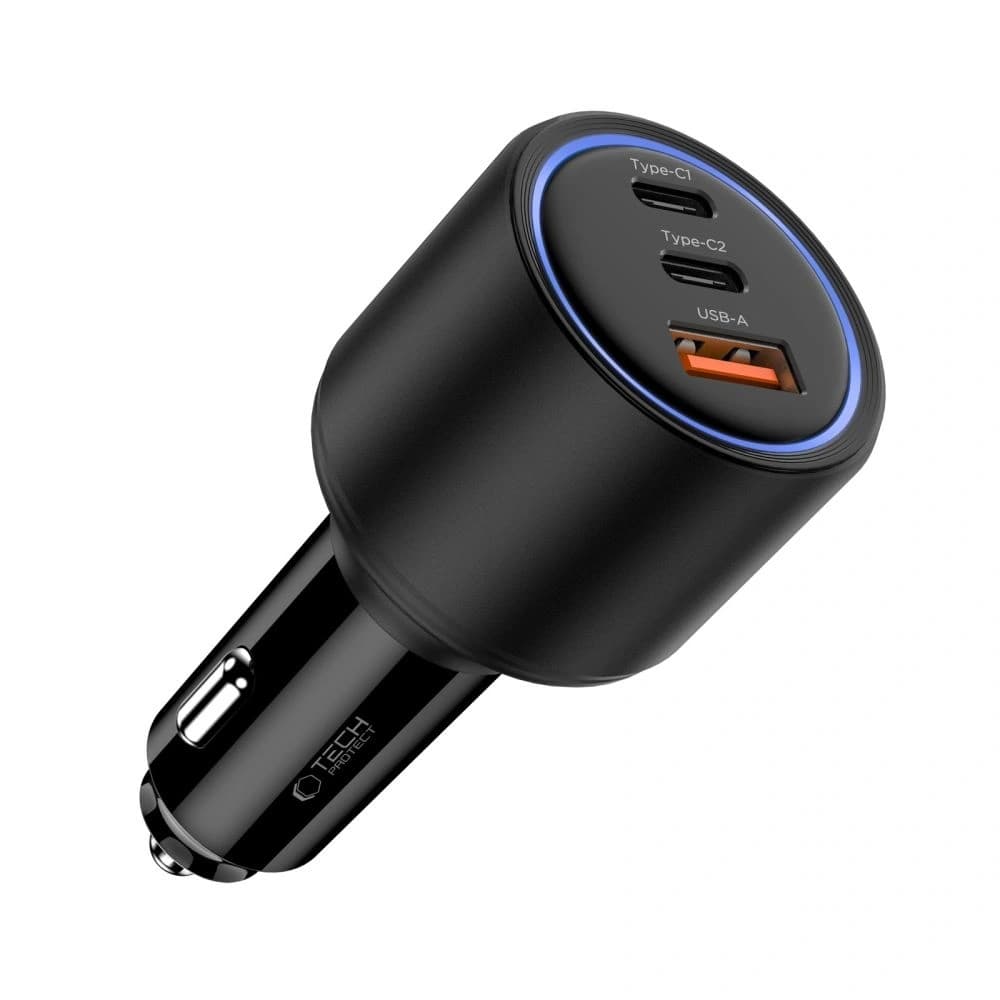 Tech-Protect CC04 3-port Car Charger USB-A, 2xUSB-C PD 175W Black - 2