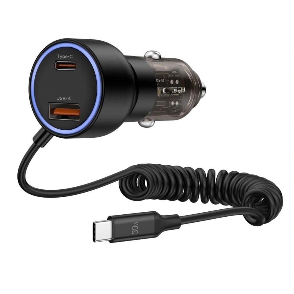 Tech-Protect CC05 2-port Car Charger USB-A, USB-C PD 60W + USB-C Cable Black - 2