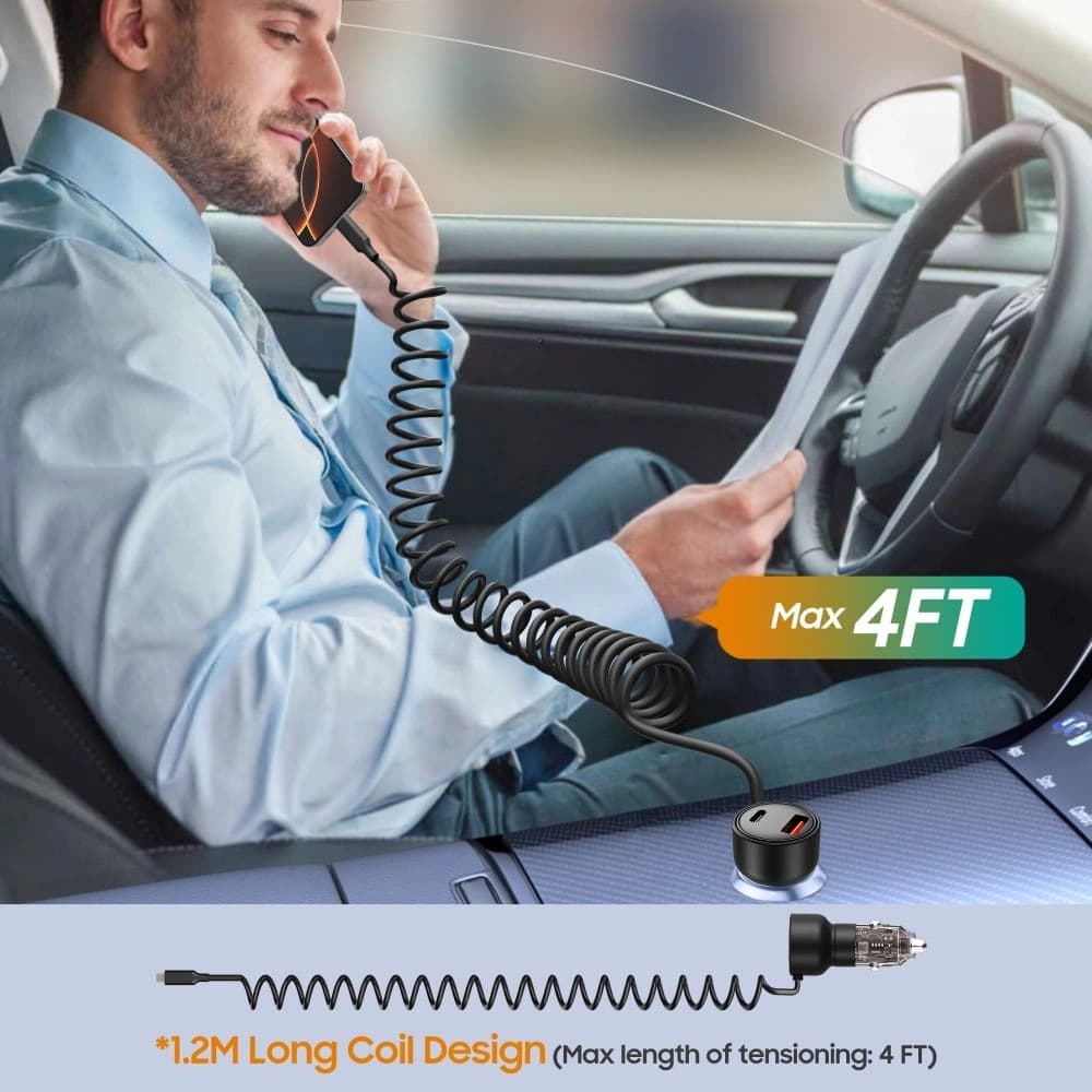 Tech-Protect CC05 2-port Car Charger USB-A, USB-C PD 60W + USB-C Cable Black - 5