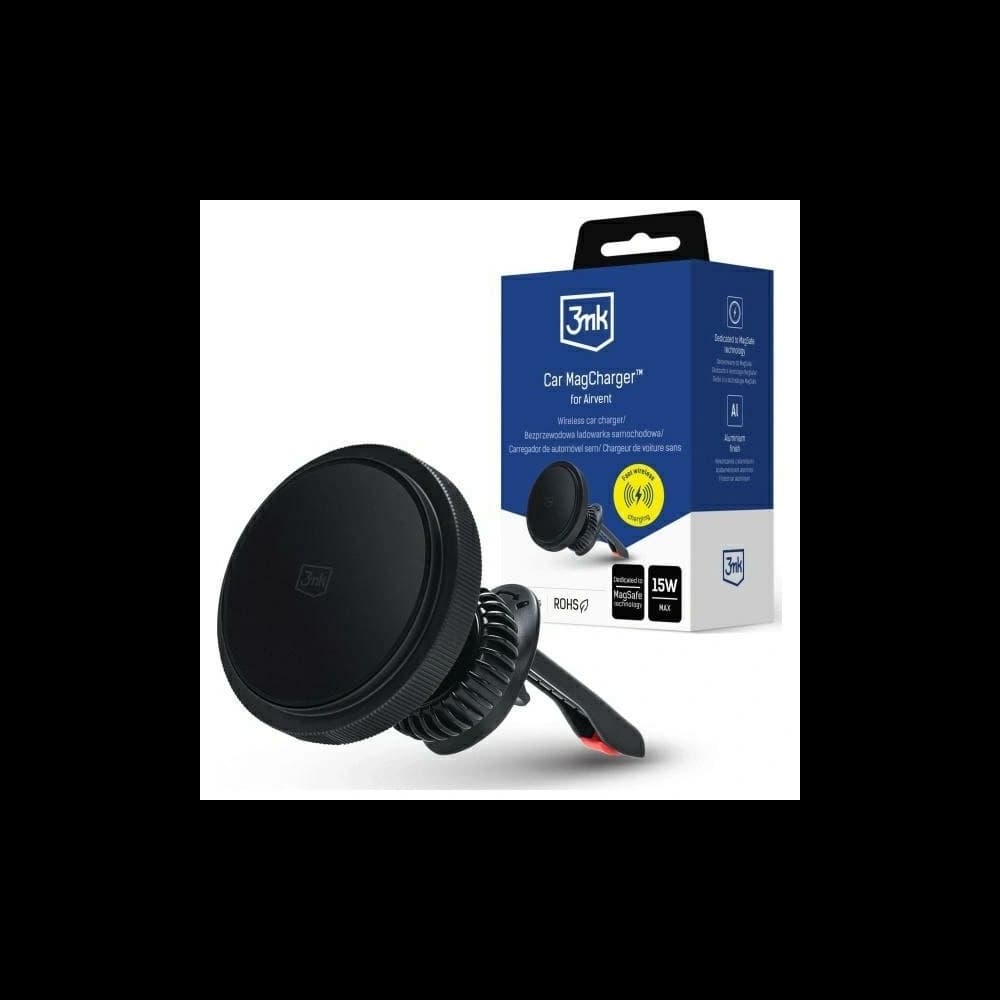 Uchwyt samochodowy do kratki z ładowaniem bezprzewodowym 3MK Car MagCharger 15W czarny - 5