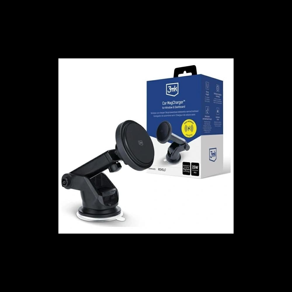 3MK Car MagCharger 15W Black Wireless Charging Car Mount for Dashboard - 6