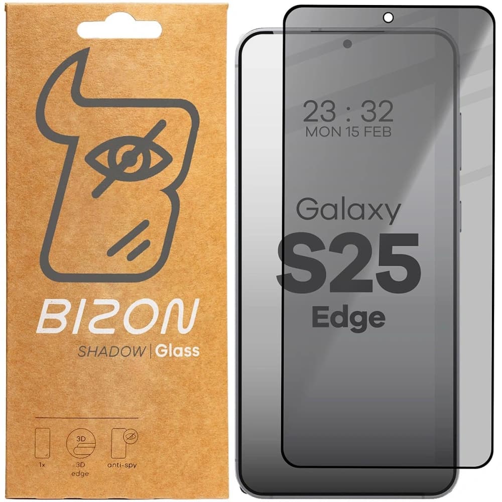 Bizon Glass Edge Shadow Samsung Galaxy S25 Edge tinted with a black frame - 1