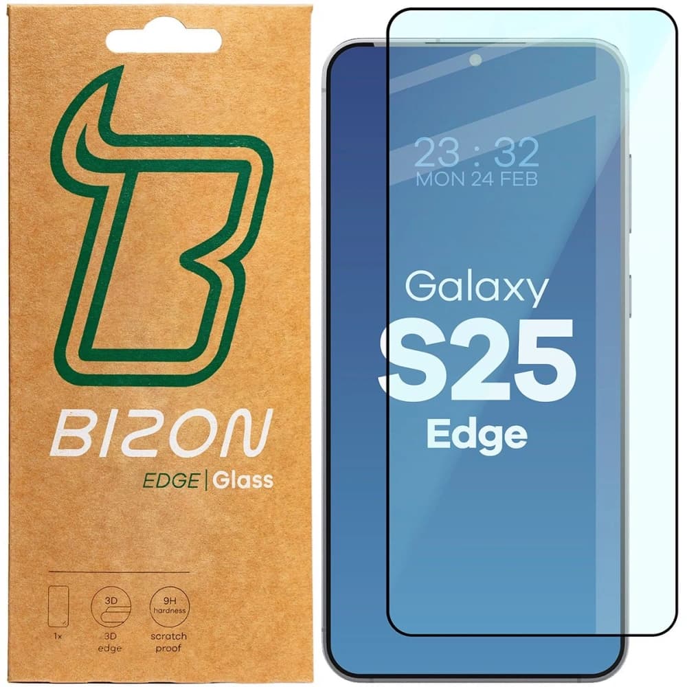 Bizon Glass Edge Samsung Galaxy S25 Edge black frame - 1