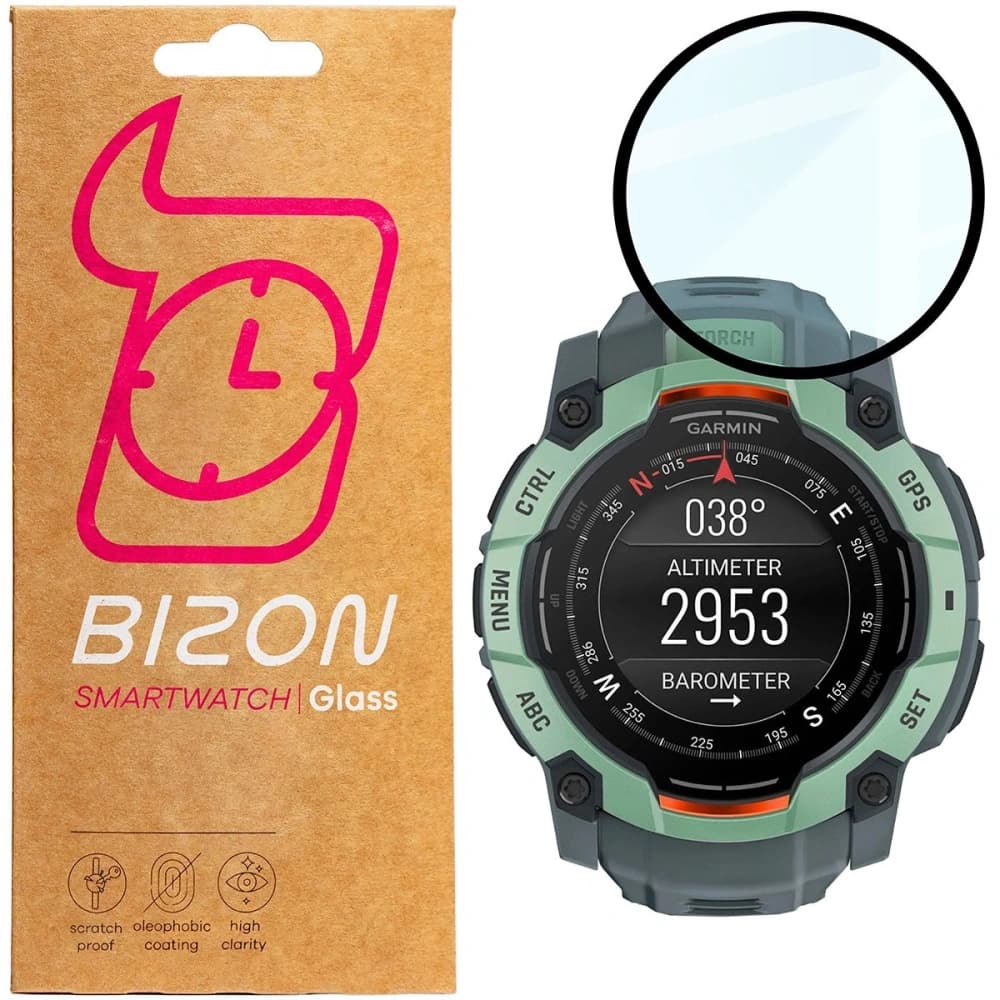 Bizon Glas Uhr Edge Hybrid Garmin Instinct 3 45mm schwarz - 1