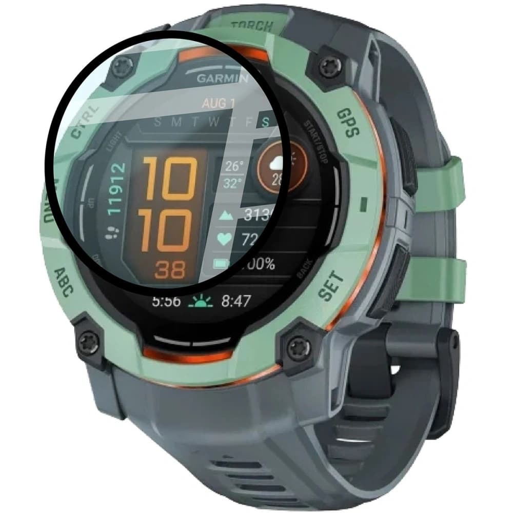 Bizon Glas Uhr Edge Hybrid Garmin Instinct 3 45mm schwarz - 3