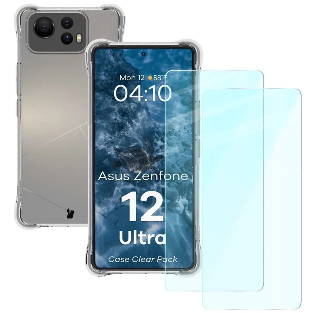 Bizon Case Clear Pack case + 2x screen glass Asus Zenfone 12 Ultra clear - 1