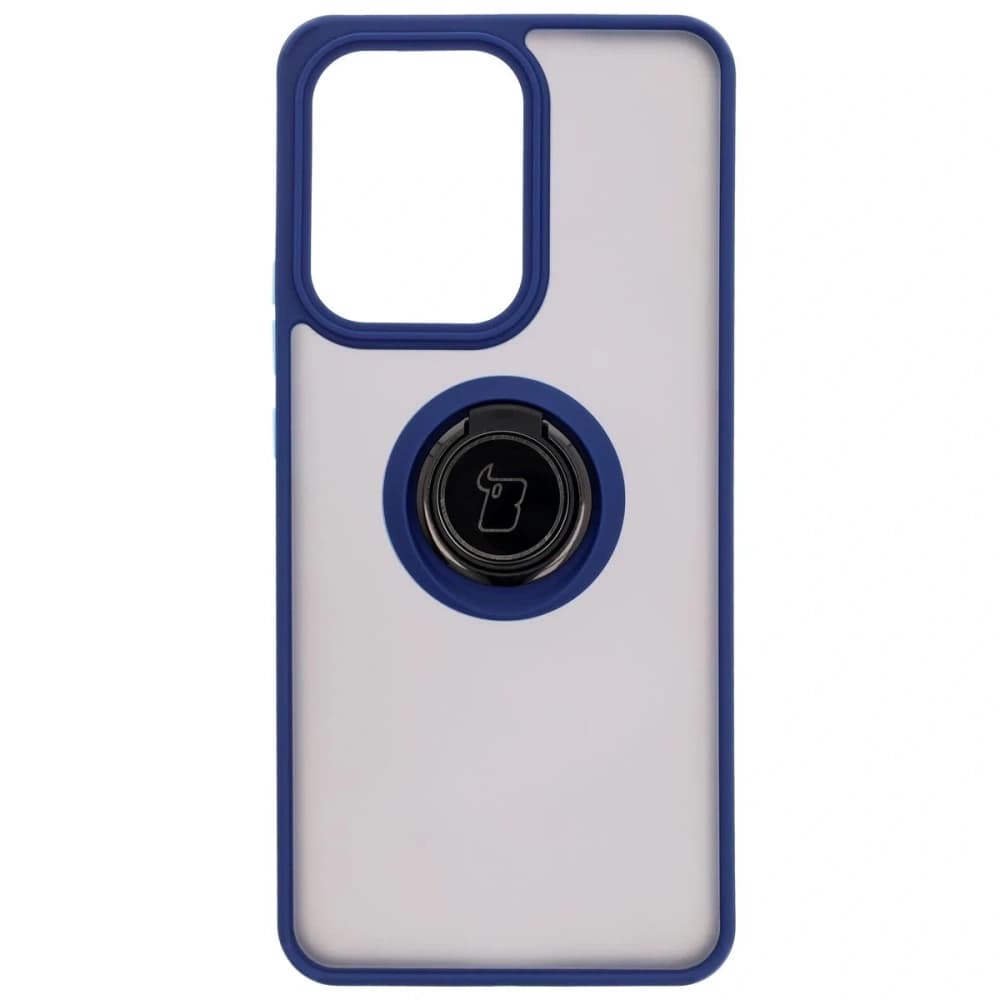 Bizon Case Hybrid Ring Oppo Reno13 F / FS smoky with a navy blue frame - 2