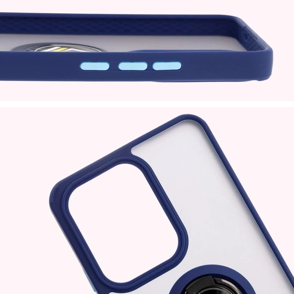 Bizon Case Hybrid Ring Oppo Reno13 F / FS smoky with a navy blue frame - 3