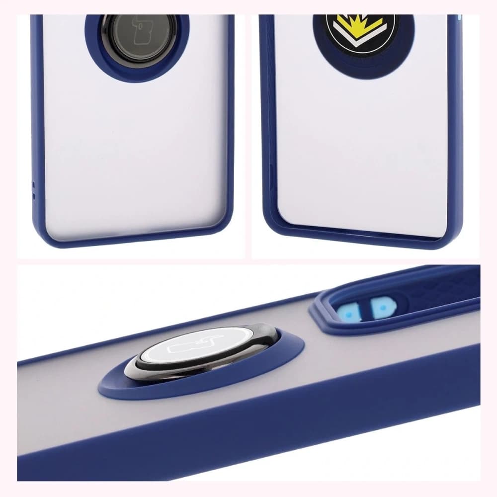 Bizon Case Hybrid Ring Oppo Reno13 F / FS smoky with a navy blue frame - 4