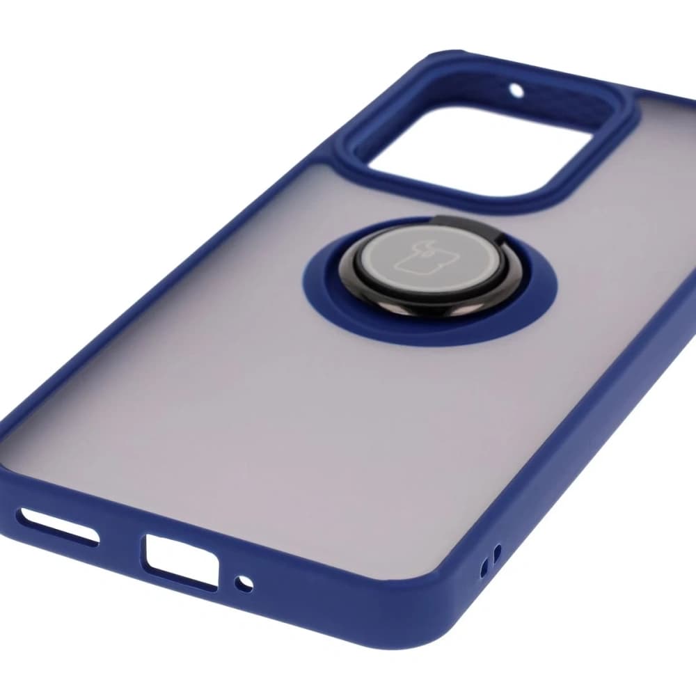 Bizon Case Hybrid Ring Oppo Reno13 F / FS smoky with a navy blue frame - 5