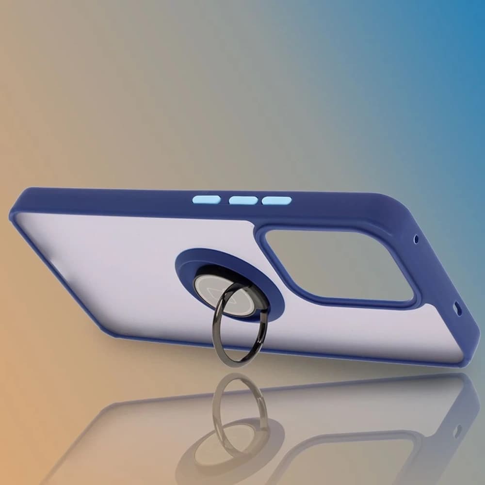 Bizon Case Hybrid Ring Oppo Reno13 F / FS smoky with a navy blue frame - 6