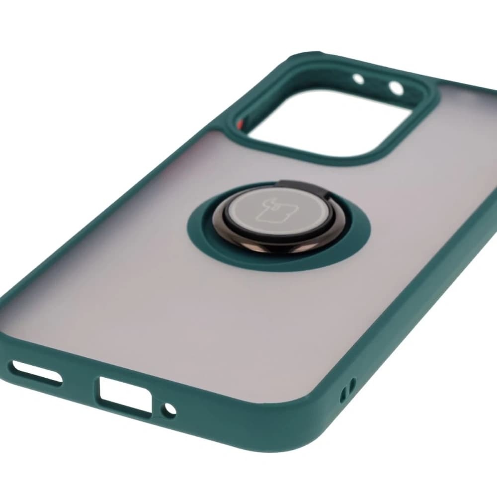 Bizon Case Hybrid Ring Oppo Reno13 smoky with a dark green frame - 5