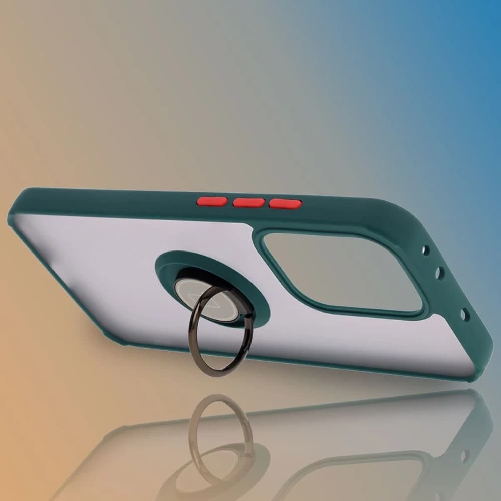 Bizon Case Hybrid Ring Oppo Reno13 smoky with a dark green frame - 6