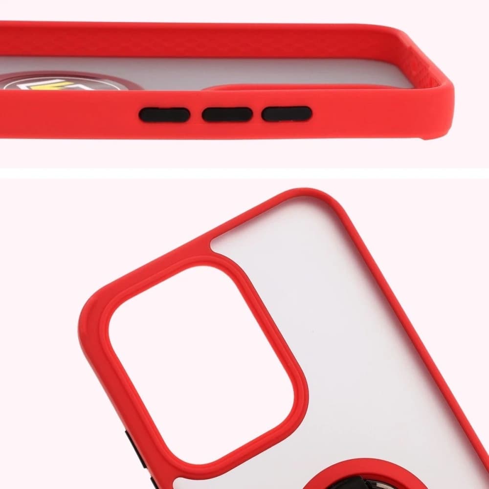 Bizon Case Hybrid Ring Oppo Reno13 smoky with a red frame - 3