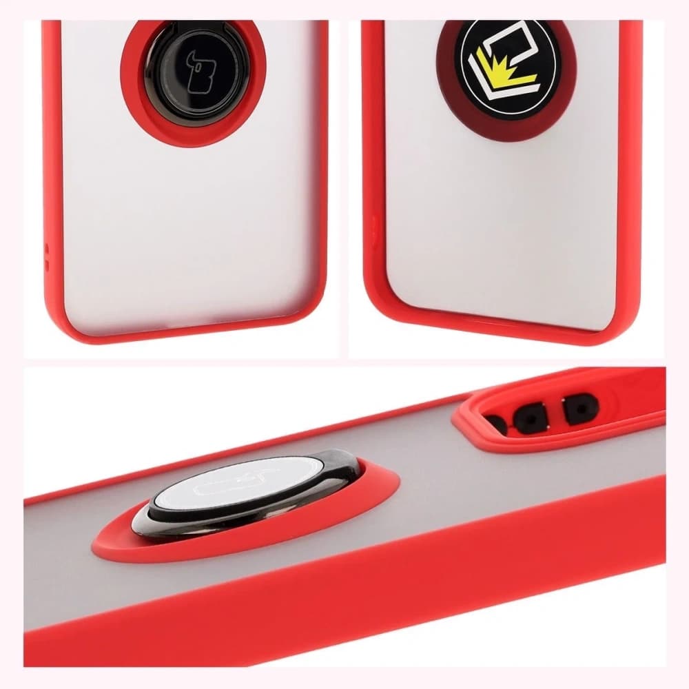 Bizon Case Hybrid Ring Oppo Reno13 smoky with a red frame - 4