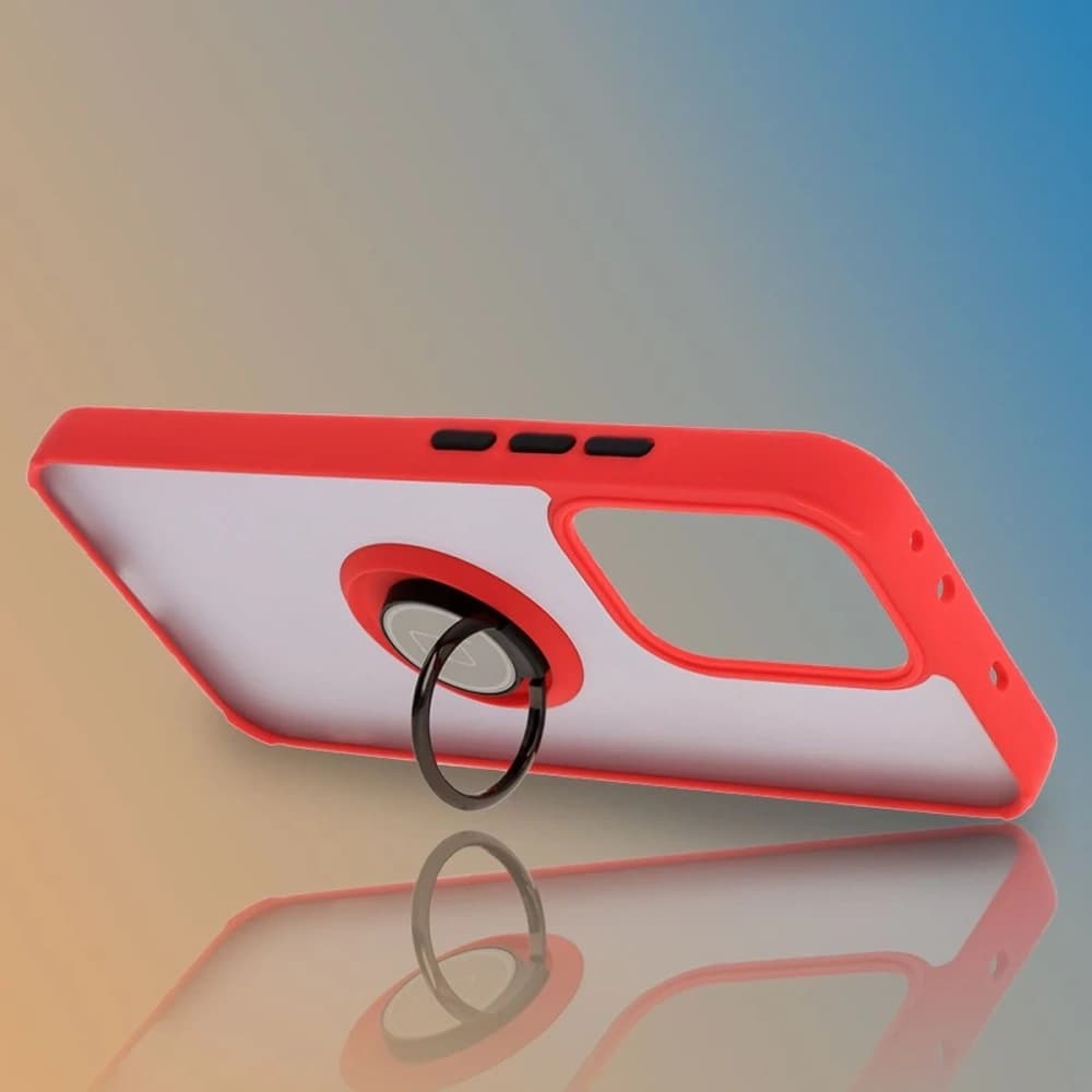 Bizon Case Hybrid Ring Oppo Reno13 smoky with a red frame - 6