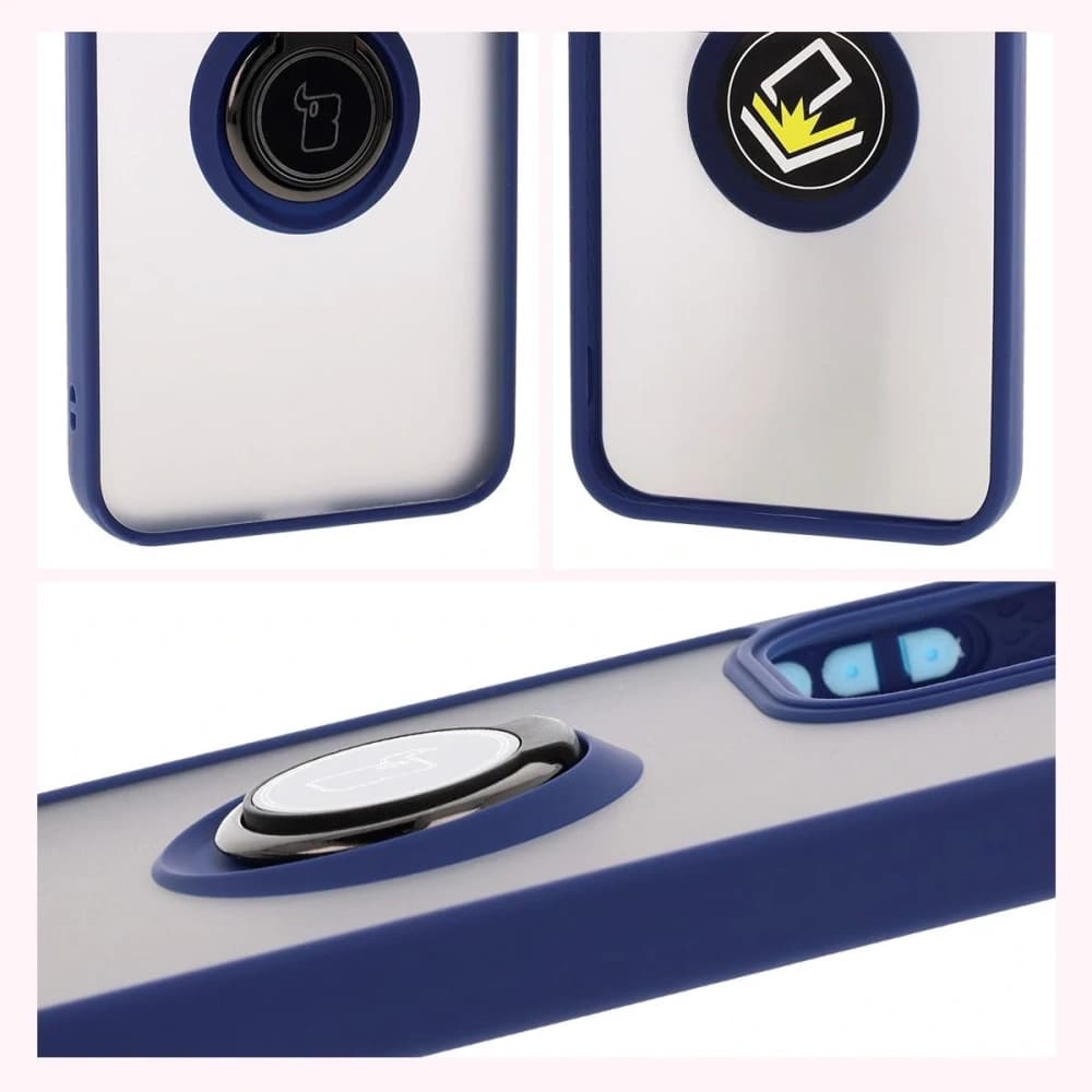 Bizon Case Hybrid Ring Oppo Reno13 smoky with a blue frame - 4