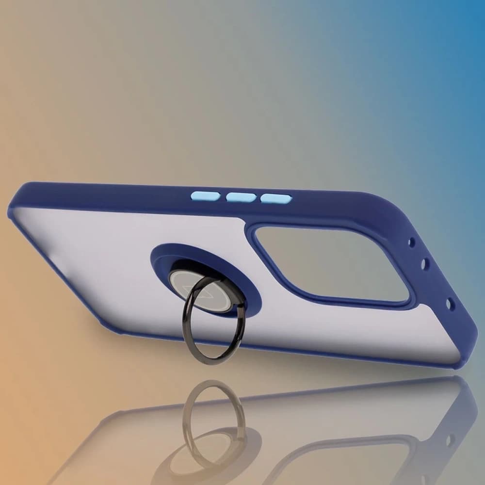 Bizon Case Hybrid Ring Oppo Reno13 smoky with a blue frame - 6