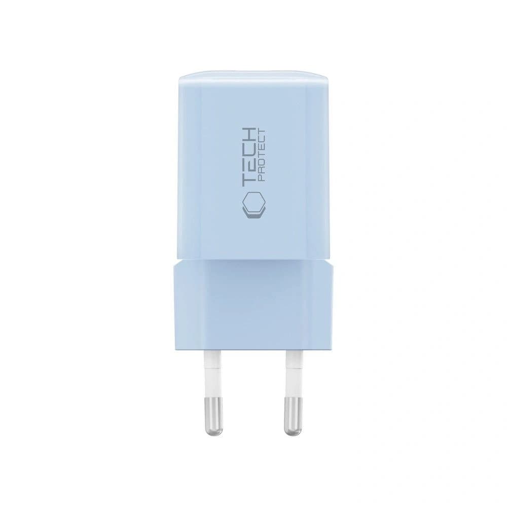 Tech-Protect NCM33W 2-Port USB-A, USB-C Netzladegerät PD 33W / QC3.0 Baby Blau - 3