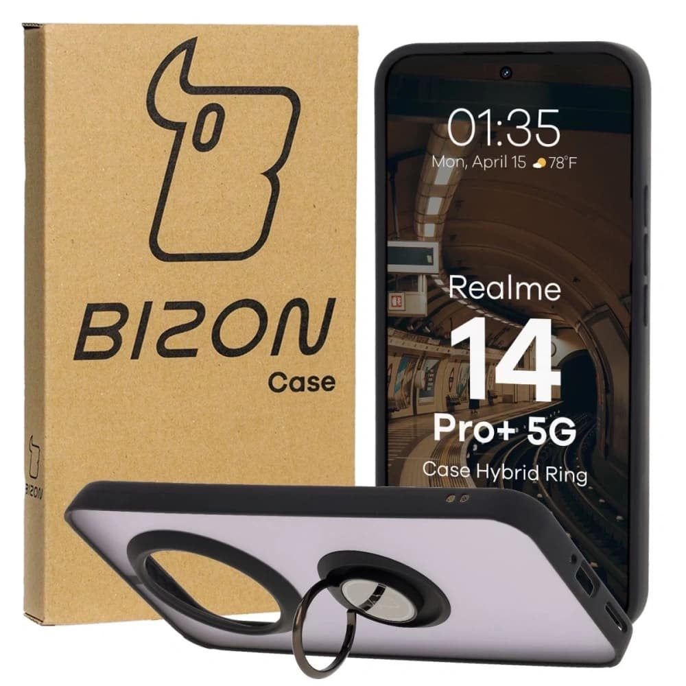 Bizon Case Hybrid Ring Realme 14 Pro Plus 5G smoky with a black frame - 2