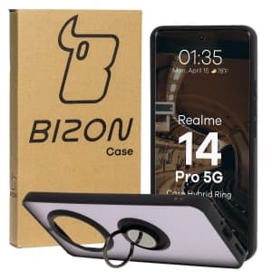 Bizon Case Hybrid Ring Realme 14 Pro 5G smoky with a black frame