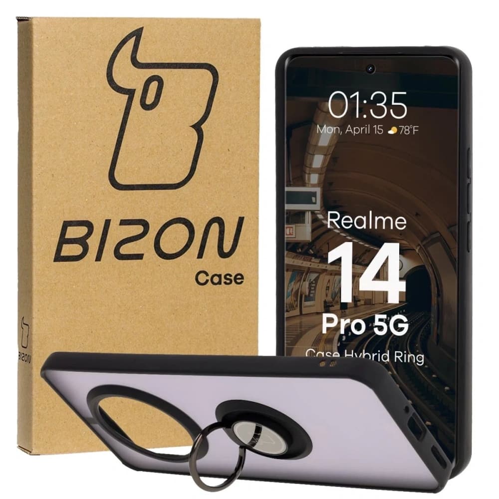 Bizon Case Hybrid Ring Realme 14 Pro 5G smoky with a black frame - 1