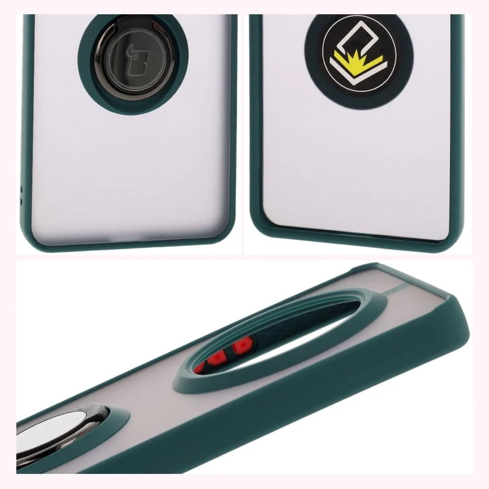 Bizon Case Hybrid Ring Realme 14 Pro Plus 5G rauchig mit einem dunkelgrünen Rahmen - 4