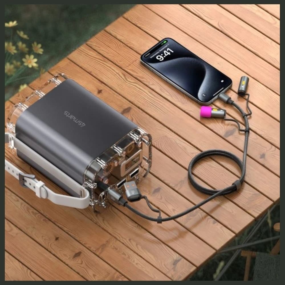 4smarts Explorer 4in1 USB-C / USB-A, USB-C lighter, flashlight 60W 1m black - 4