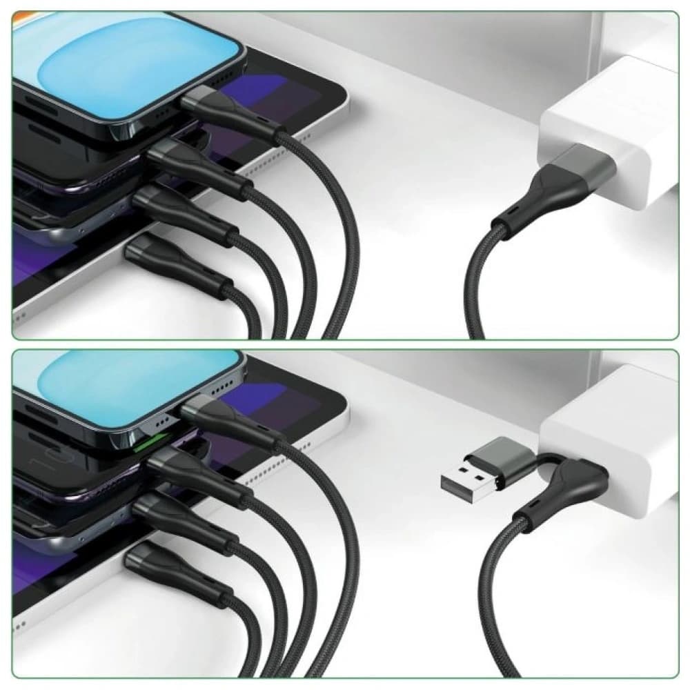4smarts 4in1 USB-C, USB-A / 2xUSB-C, Micro-USB, Lightning 1.2m black - 3