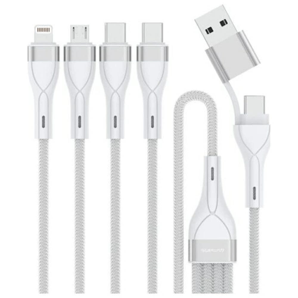 4smarts 4in1 USB-C, USB-A / 2xUSB-C, Micro-USB, Lightning 1,2 m weiß - 1