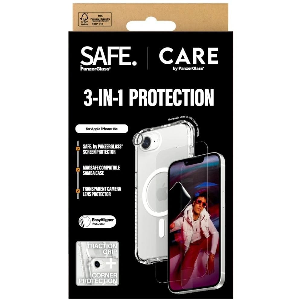 CARE von PanzerGlass Fashion 3in1 Schutzset: Hülle + gehärtetes Glas + Objektivglas für Apple iPhone 17e / 16e - 5