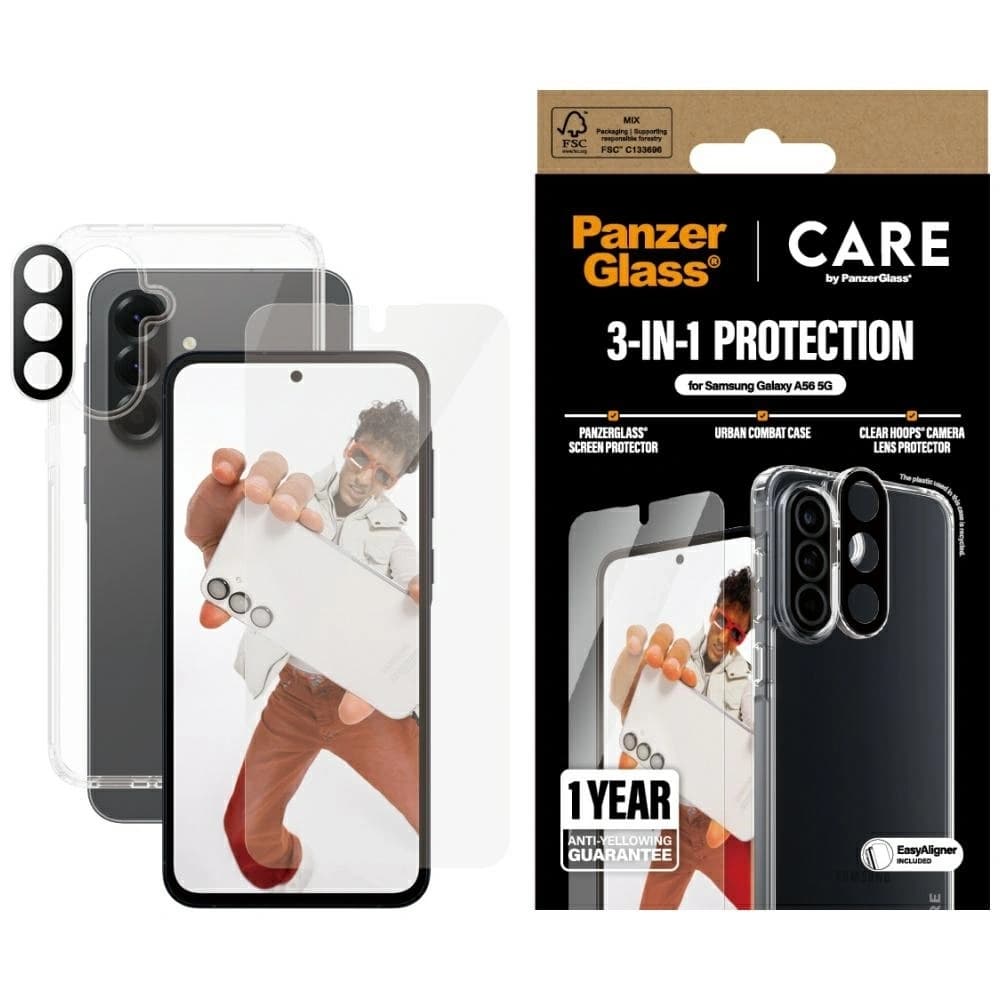 CARE by PanzerGlass Flagship 3in1 Protective set: case + tempered glass + lens glass Samsung Galaxy A56 5G - 1