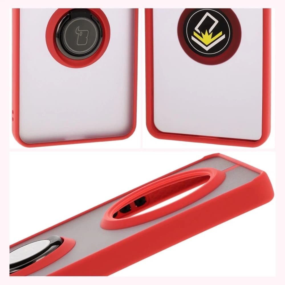 Bizon Case Hybrid Ring Realme 14 Pro+ Plus 5G rauchig mit rotem Rahmen - 4