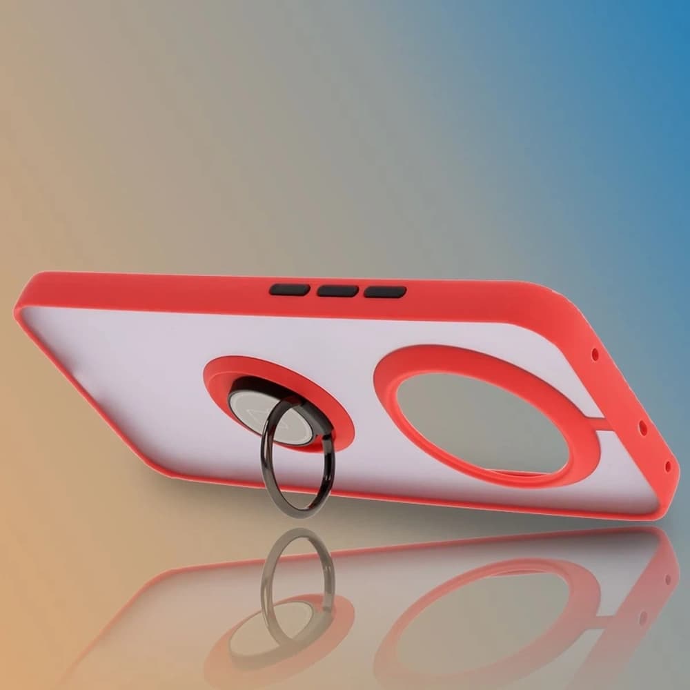 Bizon Case Hybrid Ring Realme 14 Pro+ Plus 5G rauchig mit rotem Rahmen - 6