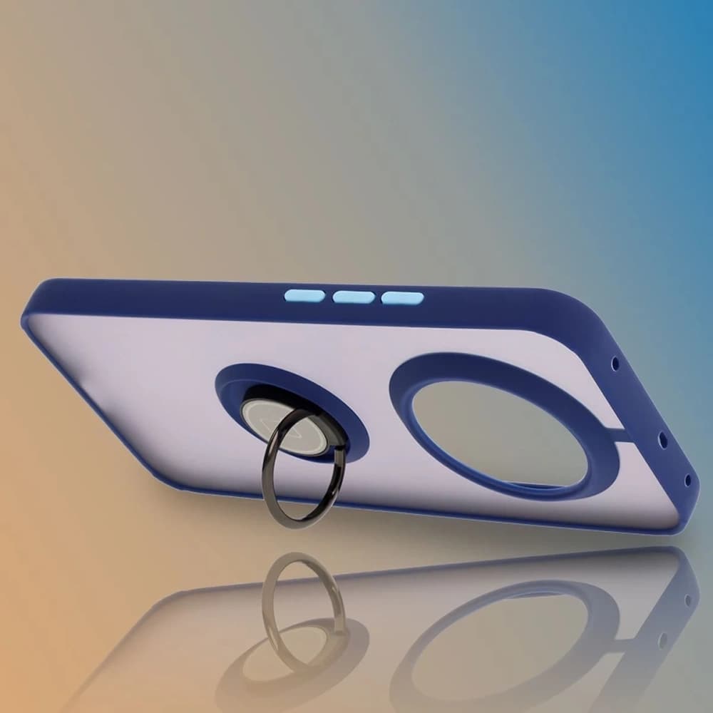 Bizon Case Hybrid Ring Realme 14 Pro+ Plus 5G rauchig mit einem marineblauen Rahmen - 6