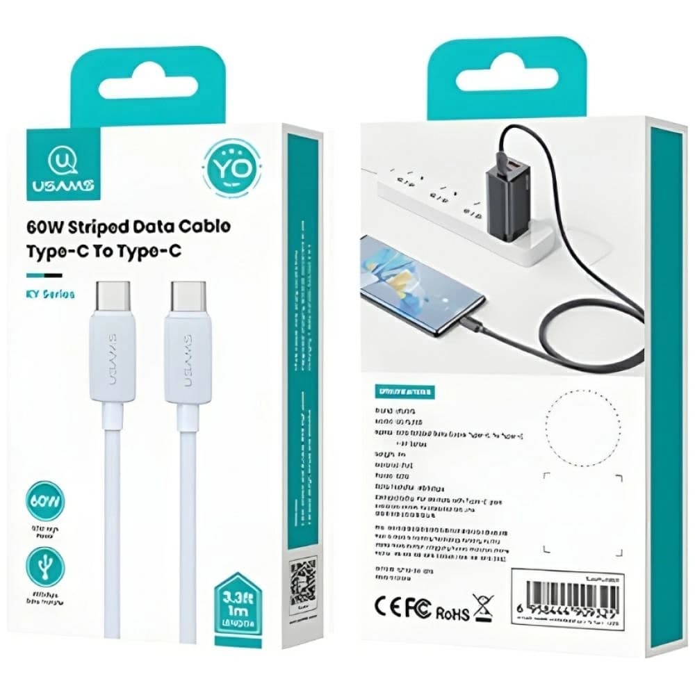 USAMS KY Series US-SJ691 60W USB-C / USB-C cable 1m white - 12