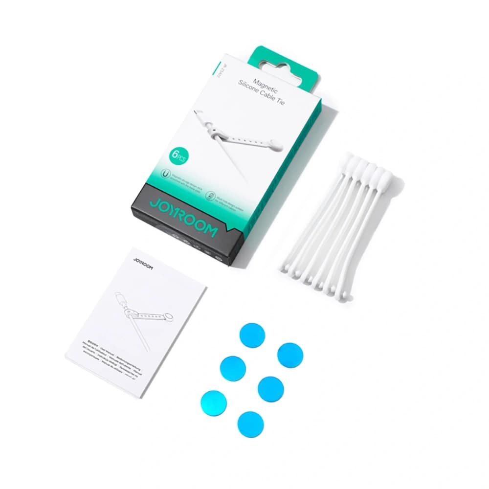 Joyroom JR-ZS422 silicone cable tie with magnet white [6 PACK]. - 3