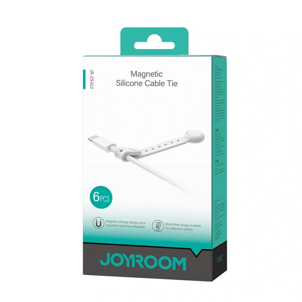 Joyroom JR-ZS422 silicone cable tie with magnet white [6 PACK]. - 4