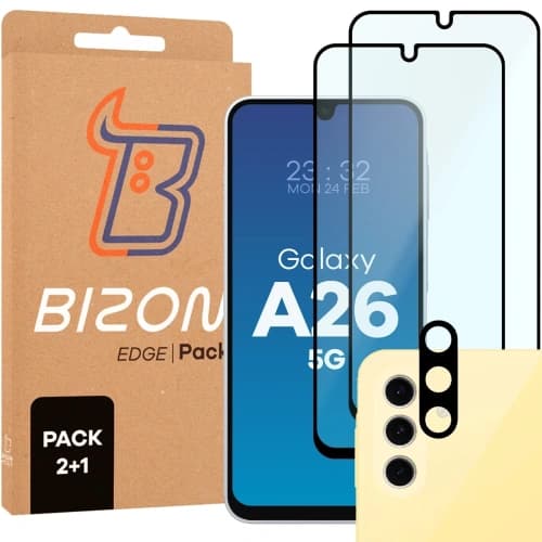 Bizon Edge 2 Pack 2x tempered glass + 1x lens protection Samsung Galaxy A26 5G