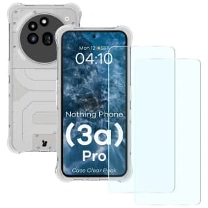 Bizon Case Clear Pack case + 2x screen glass Nothing Phone (3a) Pro