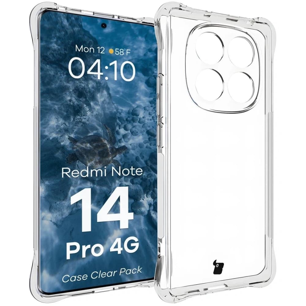 Bizon Case Clear Pack Hülle + 2x Bildschirmfolie + Objektivschutz für Xiaomi Redmi Note 14 Pro 4G - 3